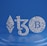 Symbols of Ethereum, Tezos, and Bitcoin are depicted using small white spheres on a blue, tiered platform, creating a modern and digital aesthetic.